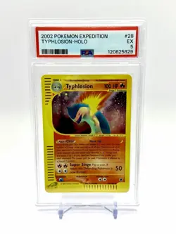 2002 Holo Typhlosion #28 Expedition Rare Pokemon PSA 5 - Image 1