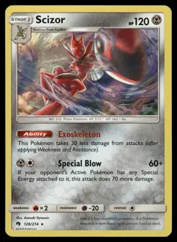 Scizor 126/214 Holo Rare Lost Thunder Pokemon Near Mint - Image 1