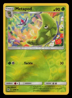 Metapod 2/68 Uncommon Hidden Fates Pokemon Reverse Holo Near Mint - Image 1