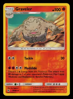 Graveler 34/68 Uncommon Hidden Fates Pokemon Reverse Holo Near Mint - Image 1