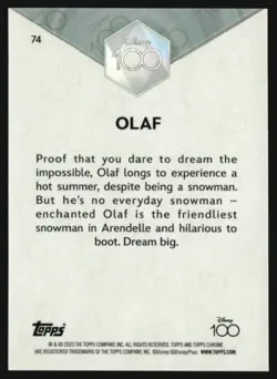 2023 Topps Chrome Disney 100 Olaf #74 BB2-2 - Image 2