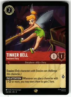 Tinker Bell - Insistent Fairy 136/204 Legendary Reign of Jafar Lorcana Near Mint - Image 1