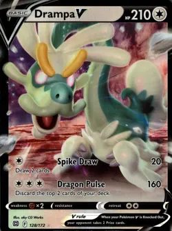 Drampa V 128/172 Holo V Rare Brilliant Stars Pokemon Near Mint - Image 1