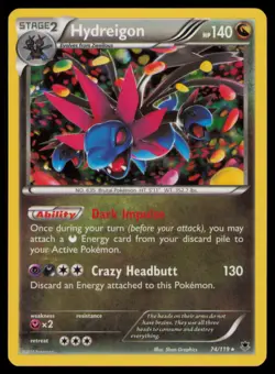 Hydreigon 74/119 Holo Rare Phantom Forces Pokemon Holo Near Mint - Image 1