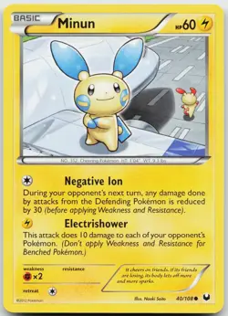 Minun 40/108 Common Dark Explorers Pokemon Near Mint - Image 1