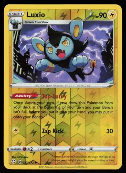 Luxio 032/072 Uncommon Shining Fates Pokemon Reverse Holo Lightly Played - Image 1