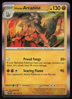 Hisuian Arcanine 100/167 Rare Twilight Masquerade Pokemon Holo Near Mint - Image 1