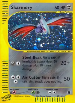 Pokemon TCG Skarmory 27/165 Holo Rare Expedition Base Set LP - Image 1