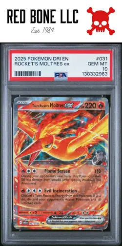 2025 Pokemon Dri En-Destined Rivals #031 Rocket'S Moltres Ex PSA 10 - Image 1