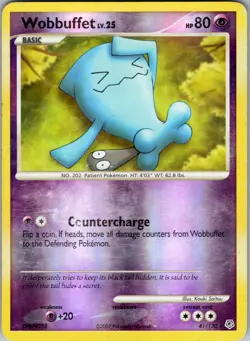 Wobbuffet 41/130 Rare Diamond & Pearl Pokemon Reverse Holo Heavily Played - Image 1