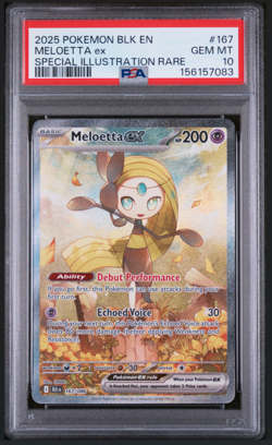 2025 POKEMON BLK EN-BLACK BOLT SPECIAL ILLUSTRATION RARE #167 MELOETTA EX PSA 10 - Image 1