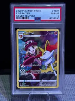 2022 POKEMON SWSH #TG01 FA/BRAIXEN "SILVER TEMPEST" - PSA 8 NM-MT (60842) - Image 1
