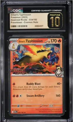 2025 Pokemon Destined Rivals Ethan's Typhlosion #034 Prerelease CGC 10 PRISTINE - Image 1