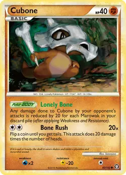 Cubone 60/102 Triumphant Non-Holo Pokemon Card Damaged - Image 1