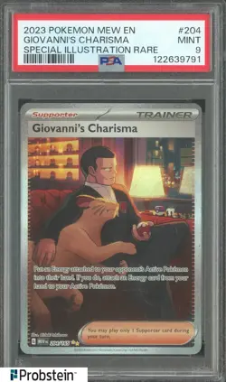 2023 Pokemon MEW EN Special Illustration Rare #204 Giovanni's Charisma PSA 9 - Image 1
