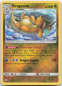 Dragonite 151/236 Reverse Holo Unified Minds Pokemon Card LP - Image 1