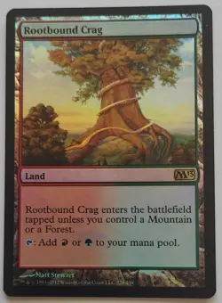 MTG Rootbound Crag LP Foil - Magic 2013 M13 Rare RG Checkland - Image 1