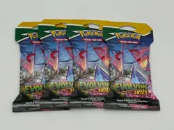 Lot of (4) Pokemon TCG Evolving Skies Sleeved Booster Packs SEALED NEW - Image 1