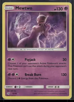 Mewtwo 12/18 Ultra Rare Detective Pikachu Pokemon Holo Lightly Played - Image 1