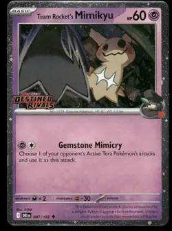 SWIRL HOLO BLEED 🌀 Team Rocket's Mimikyu 087/182 Destined Rivals Promo Pokemon - Image 2