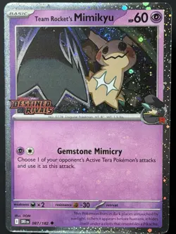 SWIRL HOLO BLEED 🌀 Team Rocket's Mimikyu 087/182 Destined Rivals Promo Pokemon - Image 5