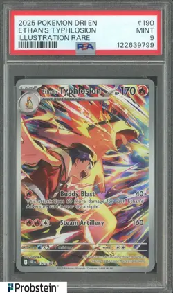 2025 Pokemon DRI EN #190 Ethan's Typhlosion Illustration Rare PSA 9 MINT - Image 1