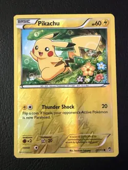 Pikachu 27/111 Common Furious Fists Pokemon Reverse Holo Lightly Played - Image 1