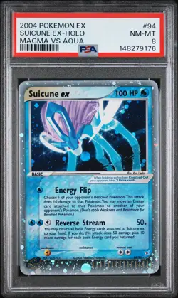 2004 POKEMON EX TEAM MAGMA VS TEAM AQUA #94 SUICUNE EX-HOLO PSA 8 - Image 1