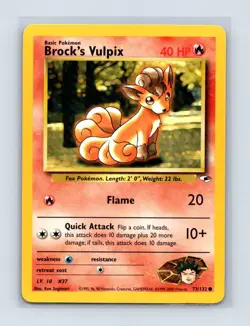Brock's Vulpix 73/132 Common Gym Heroes Pokemon Unlimited Lightly Played - Image 1