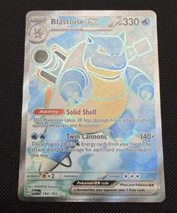Pokemon TCG Blastoise ex Full Art Holo Ultra Rare 184/165 SV 151 ENG 330HP - Image 2