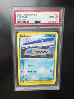 Pokemon Barboach Non Holo Ex Dragon 51/97 PSA 10 GEM MINT - Image 1