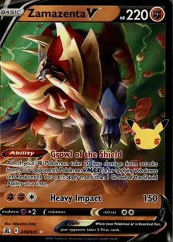 Zamazenta V 018/025 Holo V Rare Celebrations Pokemon Near Mint - Image 1