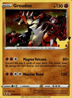 Groudon 017/025 Rare Celebrations Pokemon Holo Near Mint - Image 1