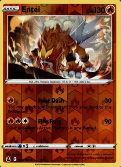 Entei 020/163 Rare Battle Styles Pokemon Reverse Holo Near Mint - Image 1