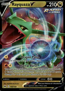 Rayquaza V 100/159 Holo V Rare Crown Zenith Pokemon Near Mint - Image 1
