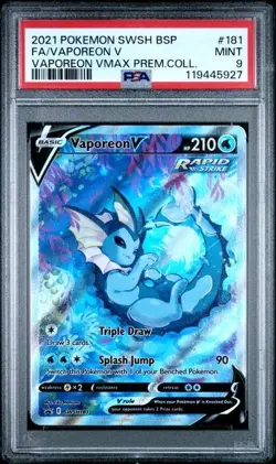 Vaporeon V SWSH181 English Pokemon Sword & Shield Black Star Promo BSP PSA 9 - Image 1