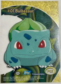 2000 TOPPS Pokemon #01 Bulbasaur PC2 TV Animation CLEAR see-through card - Image 2
