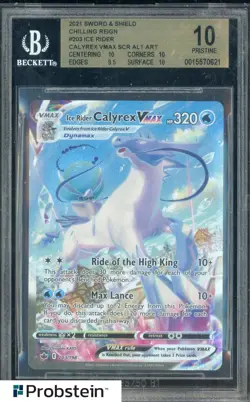2021 Pokemon SWSH Chilling Reign #203 Ice Rider Calyrex Vmax Alt Art BGS 10 - Image 1