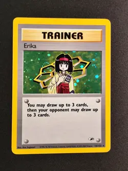 Erika 16/132 Pokemon Card Holo Rare Gym Heroes MP SWIRL- Vintage Holo - Image 2