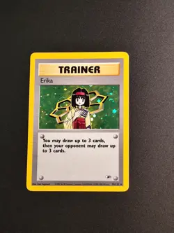 Erika 16/132 Pokemon Card Holo Rare Gym Heroes MP SWIRL- Vintage Holo - Image 4
