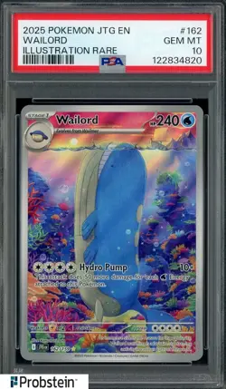 2025 Pokemon JTG EN Illustration Rare #162 Wailord PSA 10 GEM MINT - Image 1