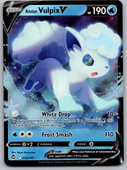 ALOLAN VULPIX V 033/195 HOLO V RARE SILVER TEMPEST POKEMON NM/M - Image 1