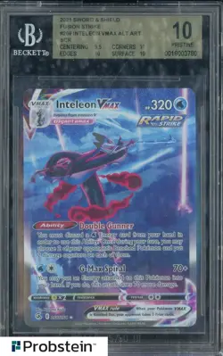 2021 Pokemon SWSH Fusion Strike #266 Inteleon Vmax Alt art SCr BGS 10 PRISTINE - Image 1