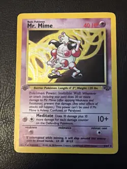 Pokemon TCG Mr. Mime Jungle Holo Card 6/64 1st Edition Rare DMG - Image 1