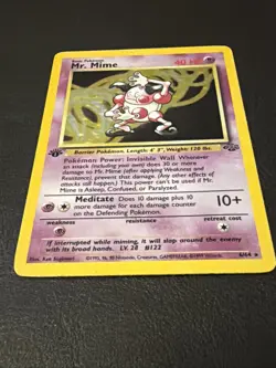 Pokemon TCG Mr. Mime Jungle Holo Card 6/64 1st Edition Rare DMG - Image 4