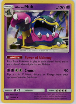 Pokemon TCG Alolan Muk Sun & Moon Base 58/149 Holo Rare - Image 1