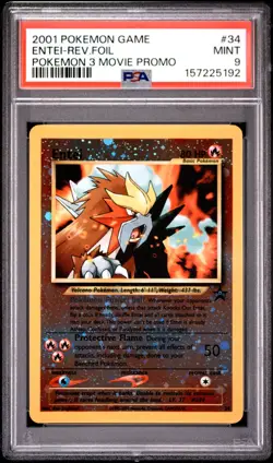 2001 POKEMON GAME MOVIE POKEMON 3 MOVIE PROMO #34 ENTEI-REVERSE FOIL PSA 9 - Image 1