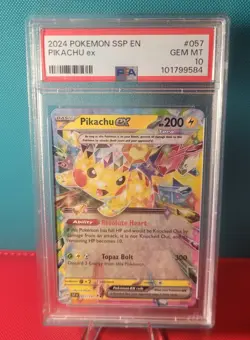 PIKACHU EX 2024 POKEMON SURGING SPARKS #057/191 PSA 10 - Image 1