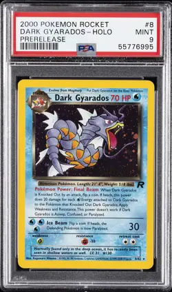 2000 POKEMON ROCKET PRERELEASE #8 DARK GYARADOS-HOLO PSA 9 - Image 1