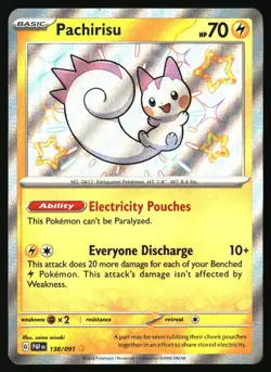 PACHIRISU 138/091 SHINY RARE PALDEAN FATES POKEMON HOLO NEAR MINT - Image 1